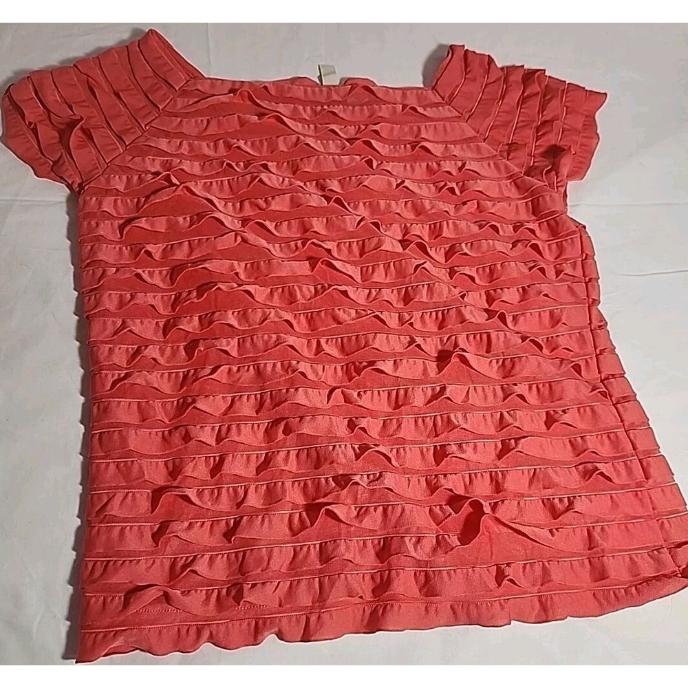 Tiara Coral Ruffled Square‎ Neck Blouse Size M